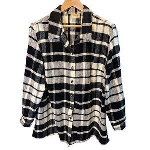 Monterey by Koret Black White Plaid Shacket Top Jacket Sz 18W